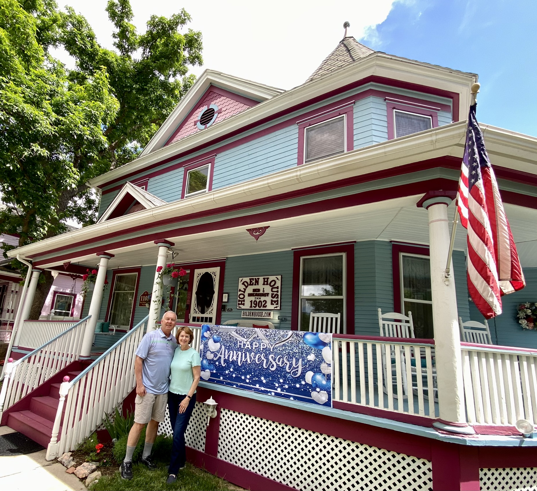 Sallie and Welling Clark, innkeeper-owners at Holden House celebrate 2023 and 37 years in business. 