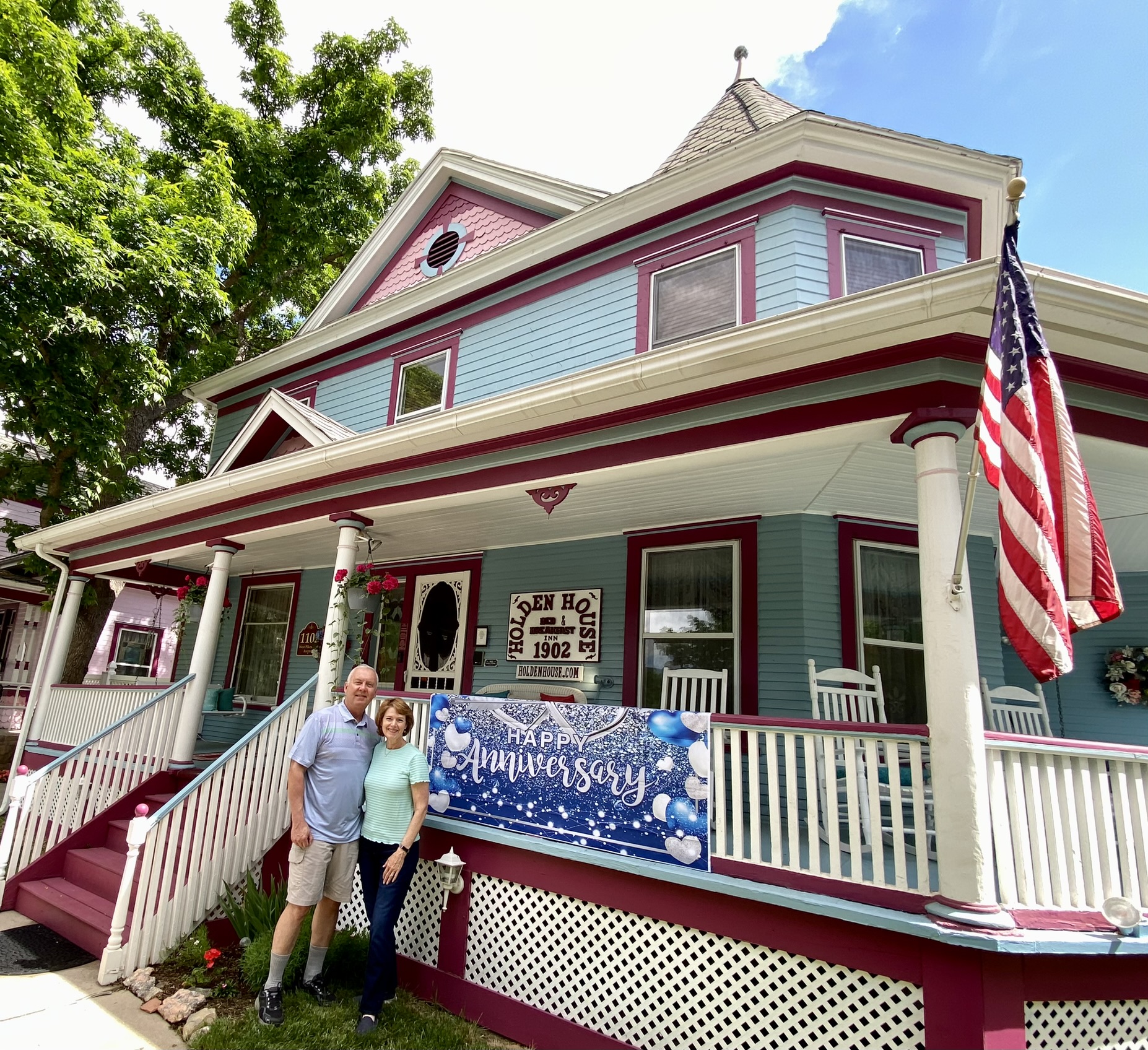 Sallie and Welling Clark, innkeeper-owners at Holden House celebrate 2023 and 37 years in business.