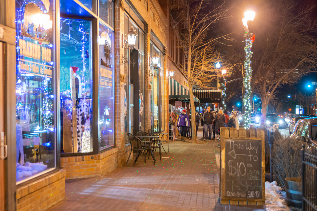 Old Colorado City historic district shopping and dining during the holiday season