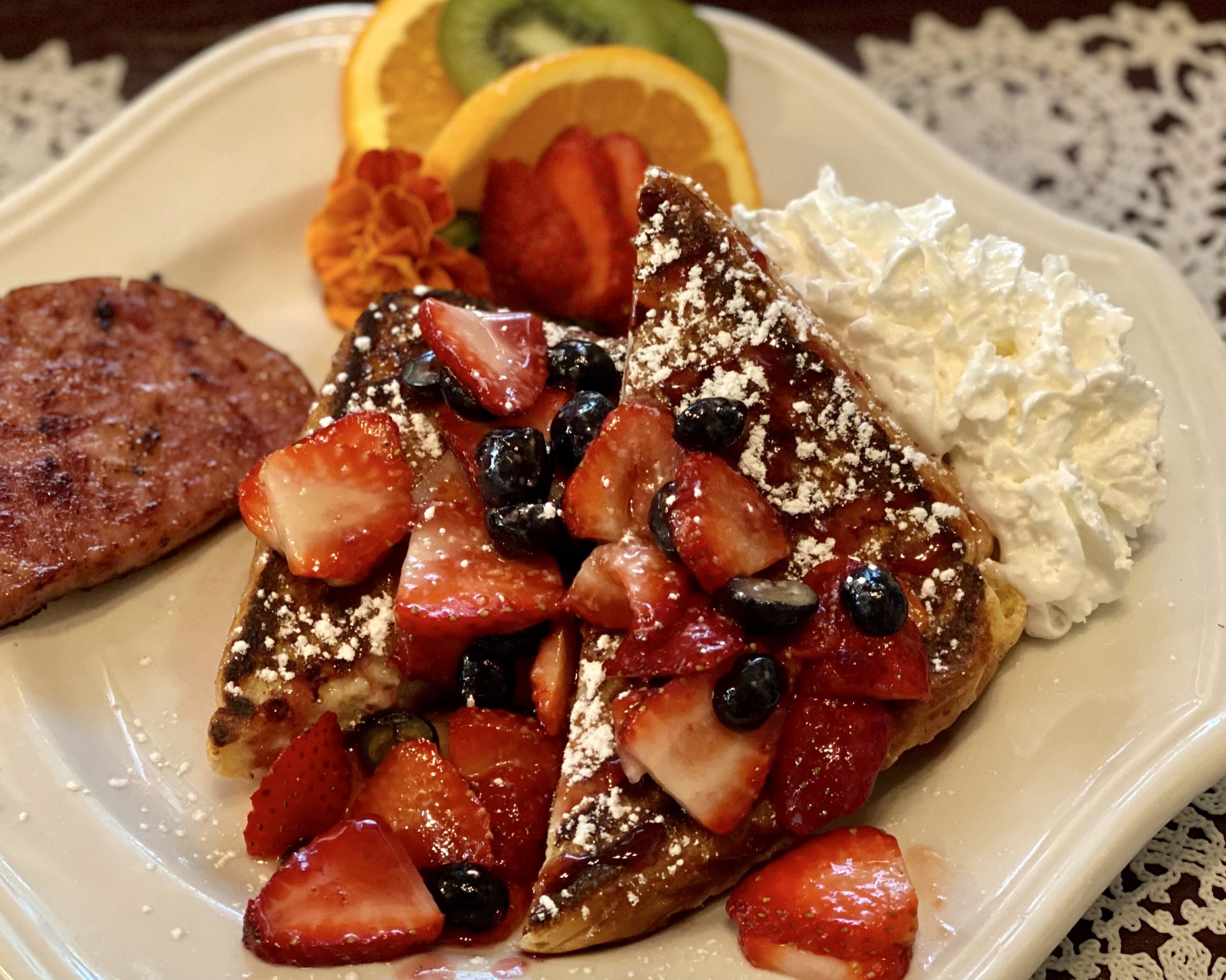 Stuffed French Toast with Berry Sauce