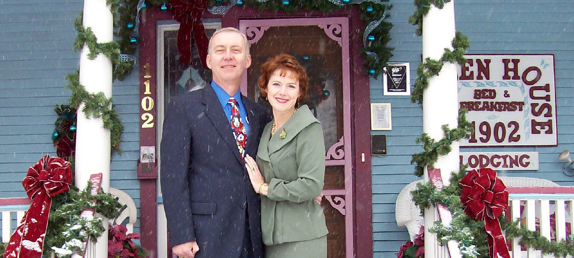Innkeepers Sallie and Welling Clark enjoy the Christmas and holiday season with decorations to grace the inn.