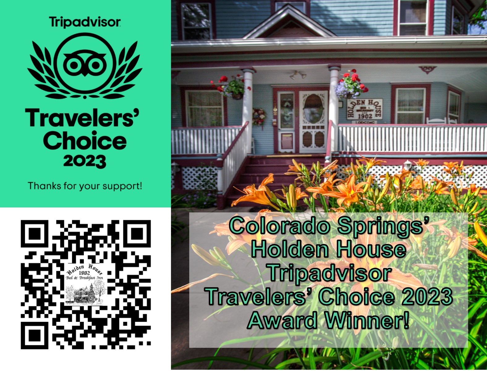 Holden House B&B receives coveted Tripadvisor Travelers' Choice 2023 Award